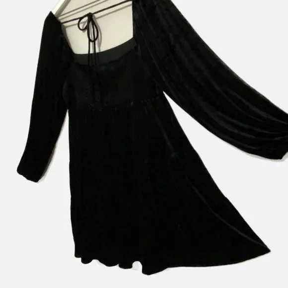 Lucy Paris Melissa Black Velvet Tiered Babydoll Dress - Picture 8 of 16